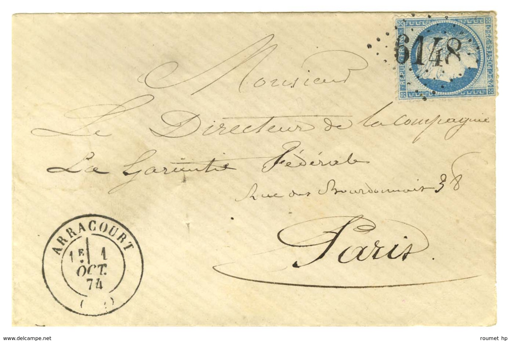 GC 6148 / N° 60 Càd T 17 ARRACOURT (52). 1874. - SUP. - Altri & Non Classificati