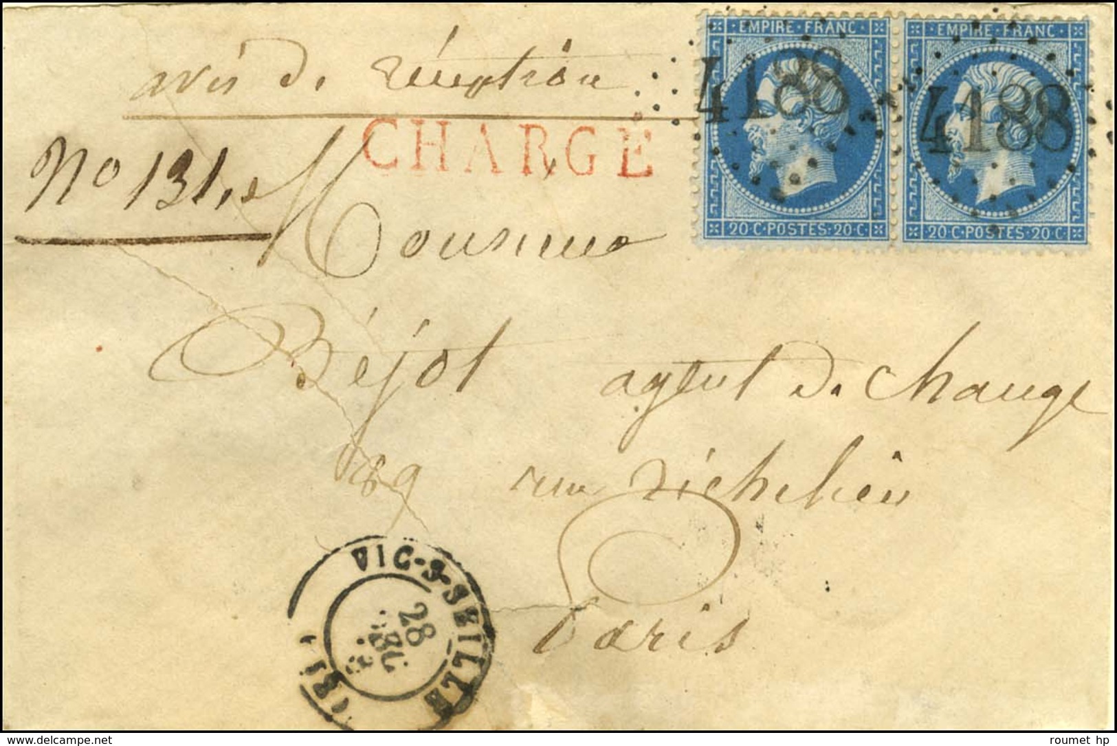 GC 4188 / N° 22 Paire Càd T 15 VIC-S-SEILLE (52) Sur Lettre Chargée. Au Verso, Descriptif De Chargement. 1864. - TB / SU - Altri & Non Classificati