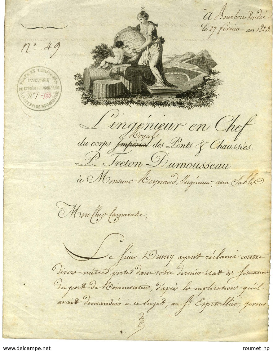 Belle Vignette Datée De Bourbon Vendée Le 27 Février 1823. - TB / SUP. - Other & Unclassified