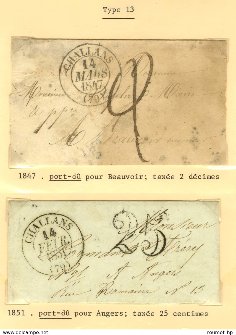 Lot de 14 marques postales et oblitérations de Challans. - B / TB.