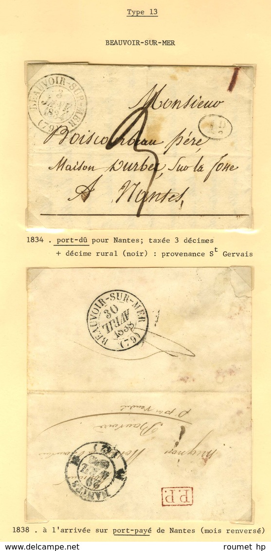 Lot de 18 marques postales et oblitérations de Beauvoir sur Mer. - B / TB.