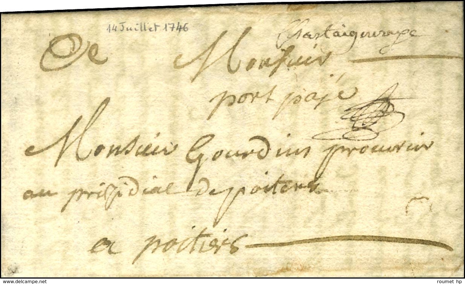 '' Chatâigneraie '' (L N° 1) + '' Port Payé '' (L N° 3) Sur Lettre Avec Texte Daté à La Roche De Breuil Le 14 Janvier 17 - Other & Unclassified