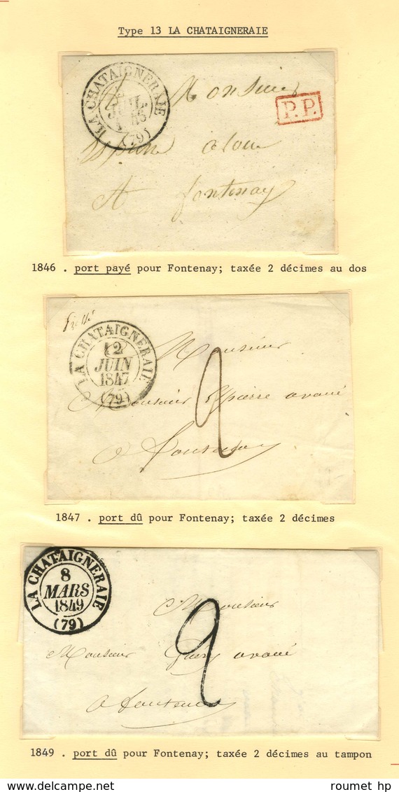 Lot de 23 marques postales et oblitérations de la Châtaigneraie. - B / TB.