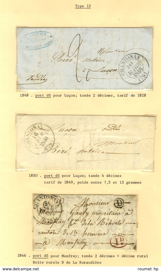 Lot de 18 marques postales et oblitérations de Chantonnay. - B / TB.