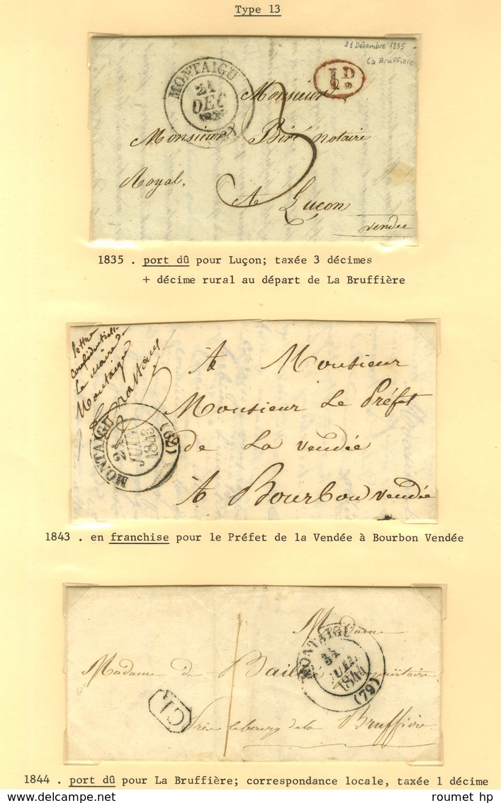 Lot de 15 marques postales et oblitérations de Montaigu. - B / TB.