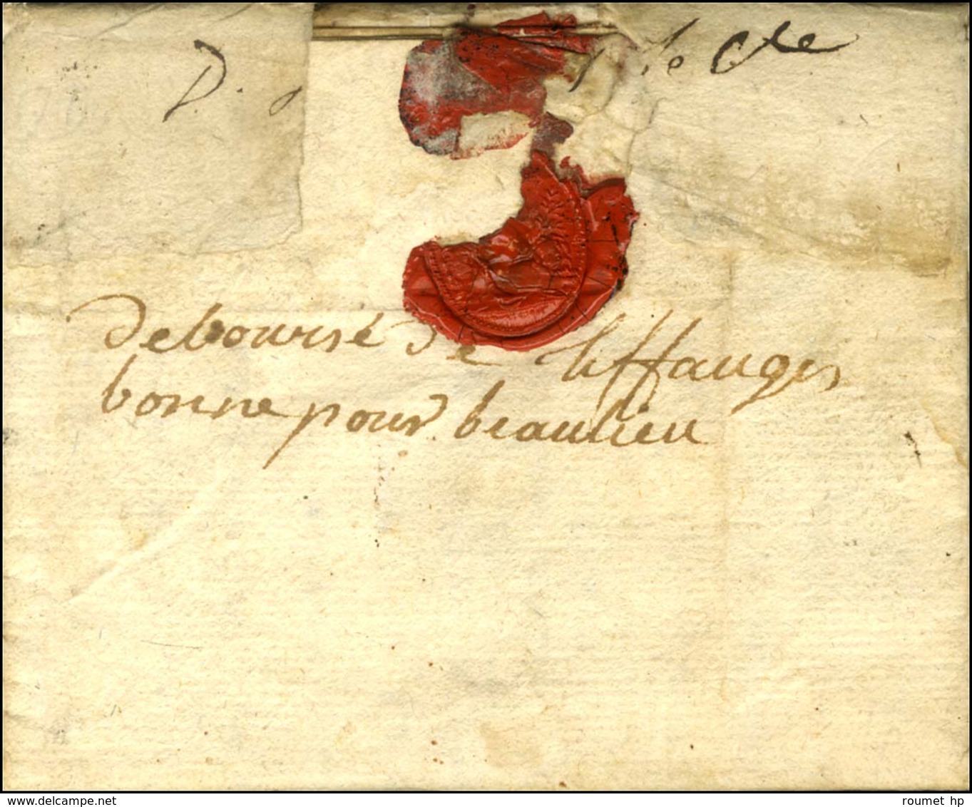 '' Déboursé De Tiffauges / Bonne Pour Beaulieu '' + '' Deb. Fontenay Le Cte '' (partiel) Sur Lettre Avec Texte Daté 1759 - Other & Unclassified