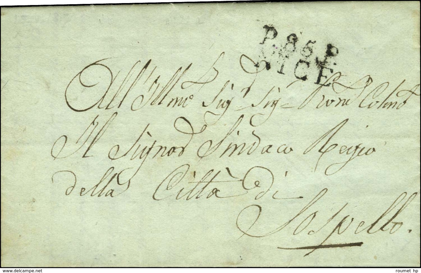 P. 85. P. / NICE (3 Points) Sur Lettre Avec Texte Daté De Nice Le 15 Mai 1877 Pour Sospello. - TB / SUP. - Altri & Non Classificati