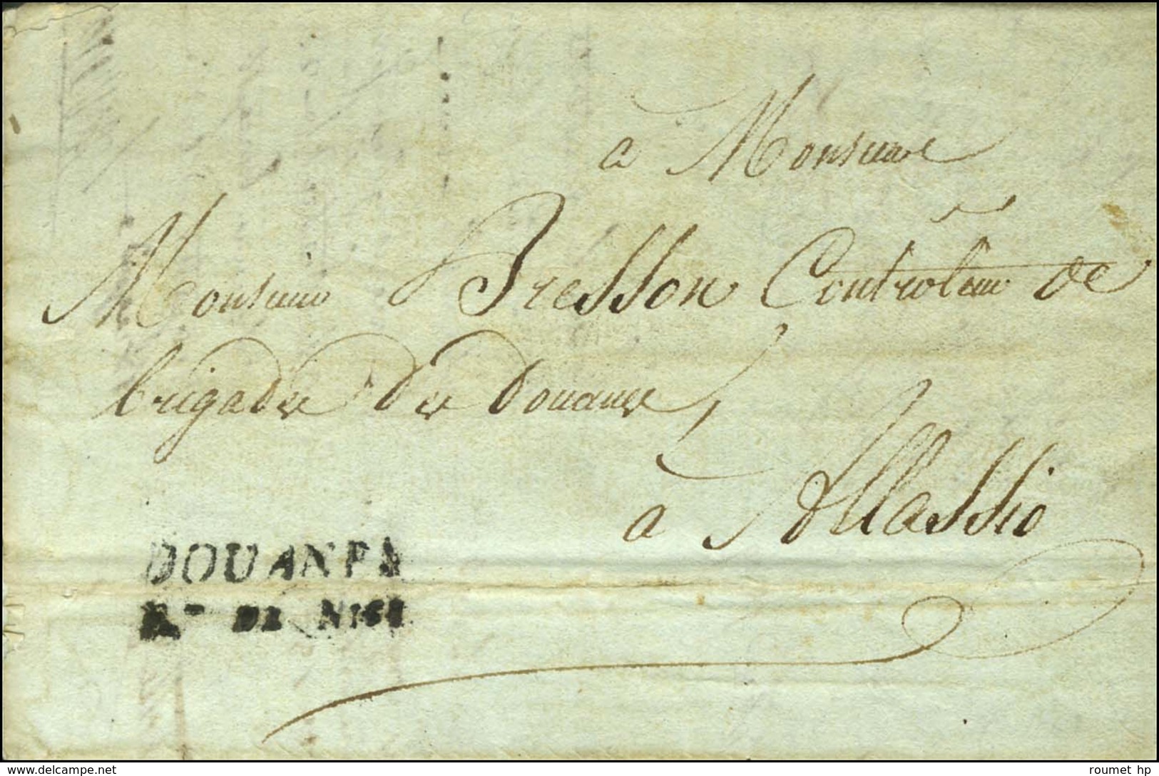 DOUANES / Don DE NICE Sur Lettre Avec Texte Daté De Nice Le 14 Septembre 1809 Adressée En Franchise à Allassio. - TB. -  - Altri & Non Classificati