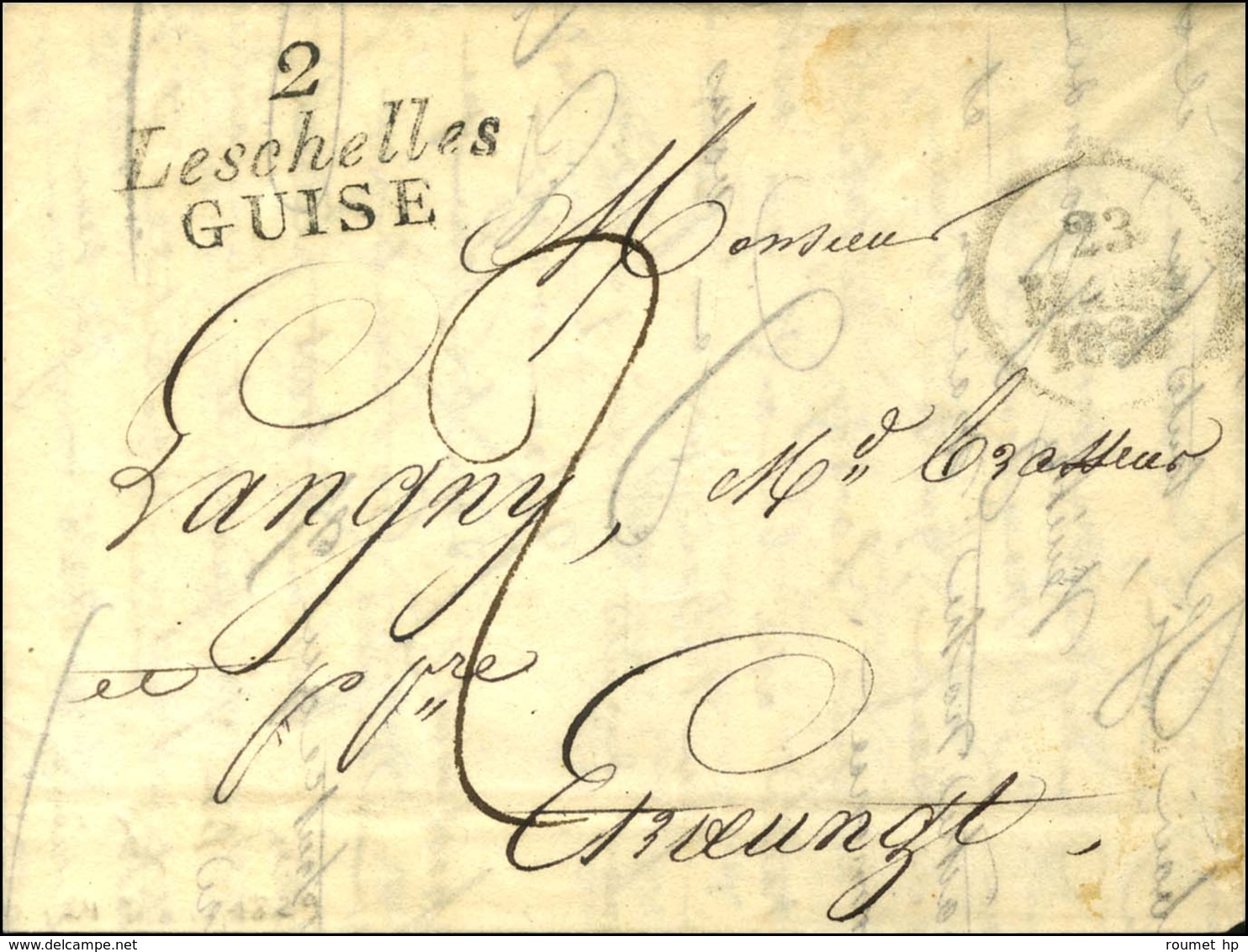 Cursive 2 / Leschelles / GUISE + Dateur A. 1829. - SUP. - RR. - 1801-1848: Precursori XIX