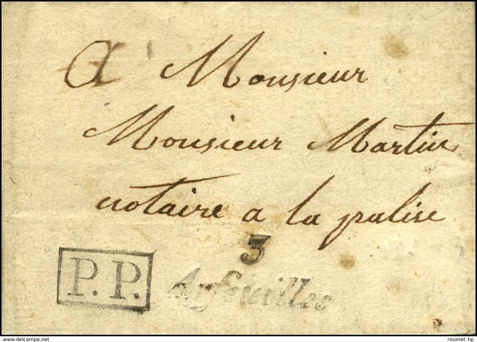 3 / Arfeuilles + P.P. Sur Lettre Avec Texte Daté 1839. - TB / SUP. - R. - 1801-1848: Precursors XIX