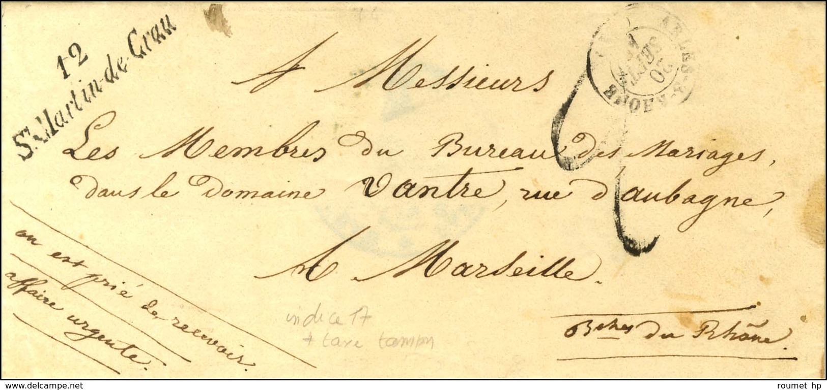 12 / St Martin De Crau Càd T 15 ARLES-S-RHONE. 1844. - SUP. - 1801-1848: Precursors XIX