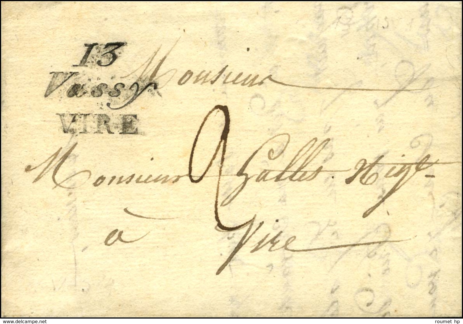 Cursive 13 / Vassy / VIRE Sur Lettre Pour Vire. 1825. - SUP. - R. - 1801-1848: Precursors XIX