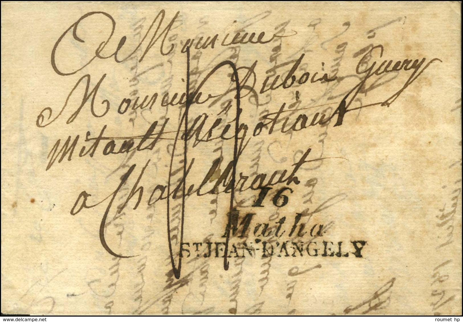 Cursive 16 / Matha / ST JEAN D'ANGELY. 1827. - TB / SUP. - 1801-1848: Précurseurs XIX