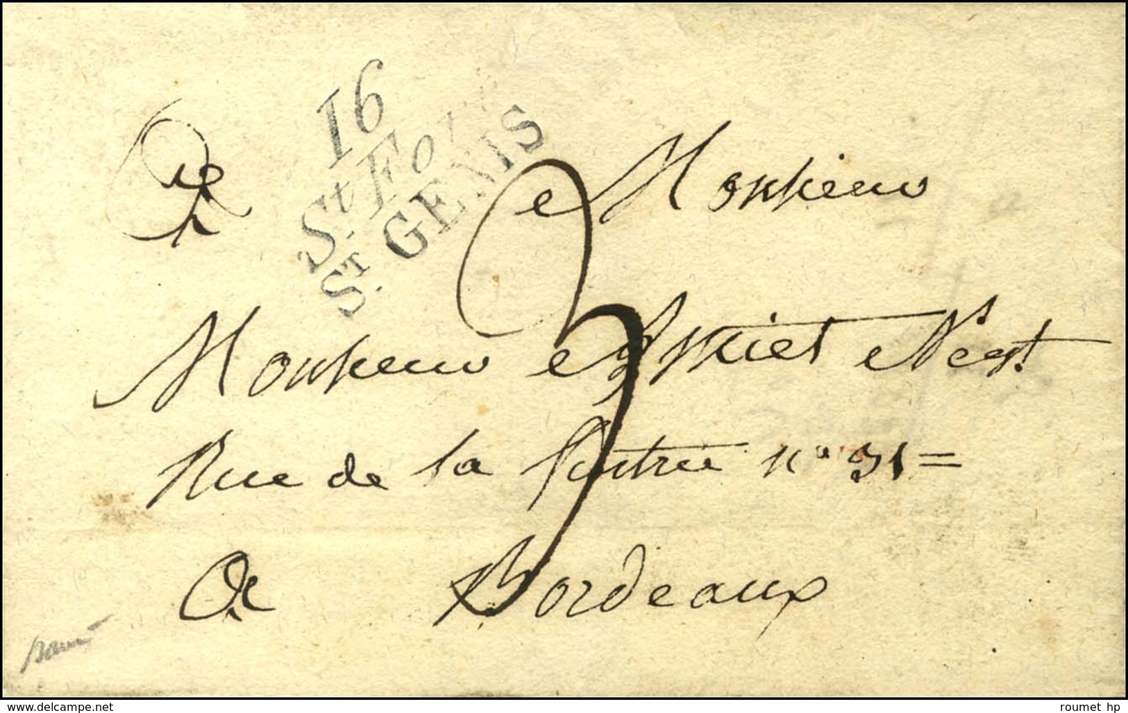 Cursive 16 / St Fort / ST GENIS Sur Lettre Sans Texte. 1825. - TB / SUP. - 1801-1848: Precursors XIX