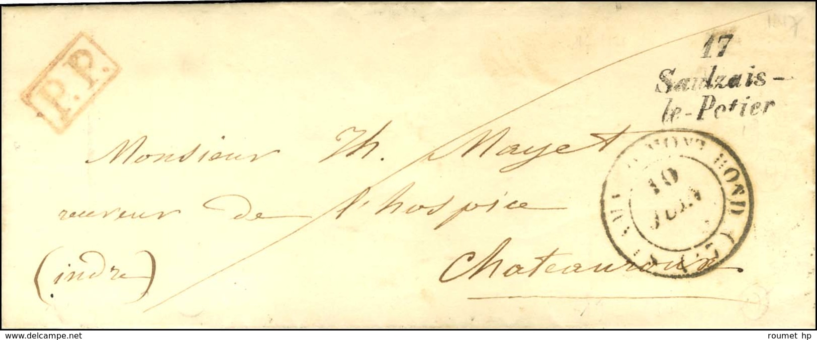 Cursive 17 / Saulzais- / Le-Potier + P. P. Rouge. - TB. - 1801-1848: Voorlopers XIX