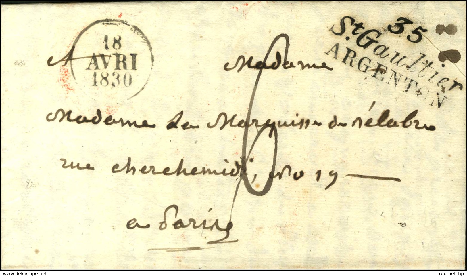 Cursive 35 / St Gaultier / ARGENTON, Dateur A. 1830. - SUP. - R. - 1801-1848: Precursors XIX