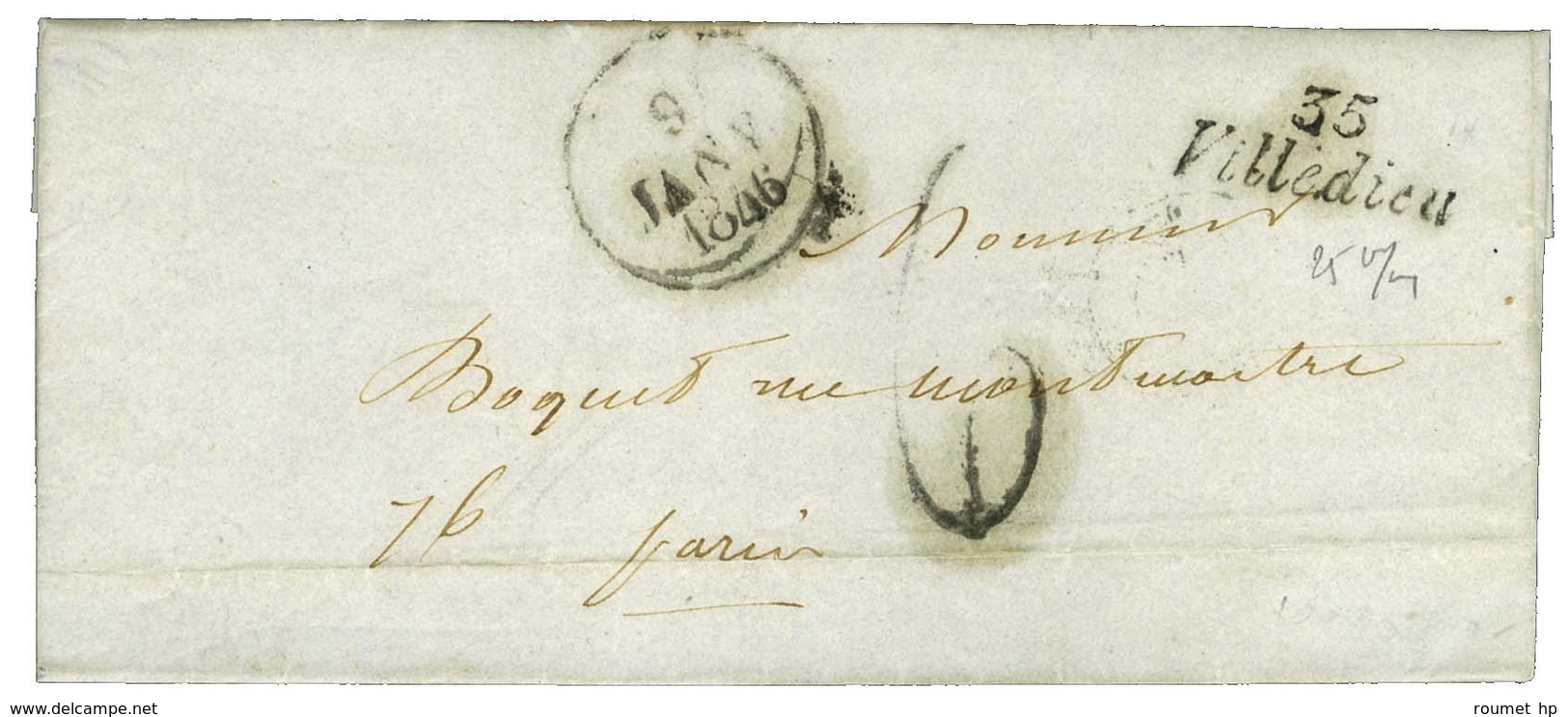 Cursive 35 / Villedieu, Dateur A. 1846. - SUP. - 1801-1848: Precursors XIX