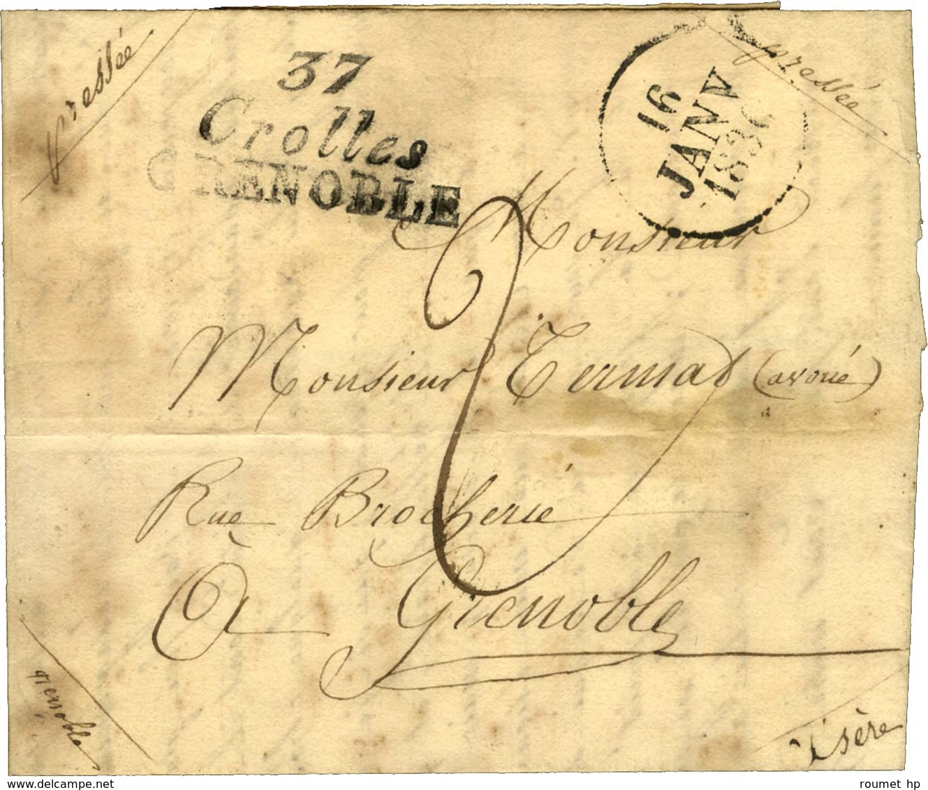 Cursive 37 / Crolles / GRENOBLE, Dateur A. 1830. - TB. - 1801-1848: Precursors XIX