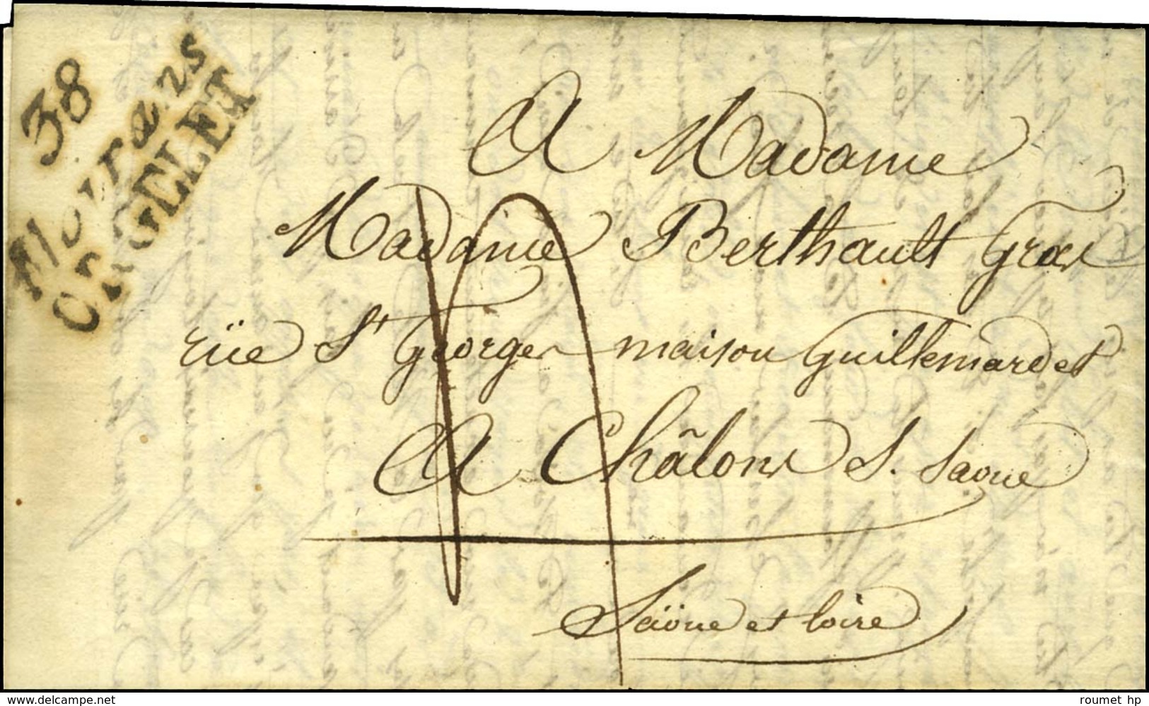 Cursive 38 / Moirans / ORGELET Sur Lettre Pour Chalon Sur Saône. - TB / SUP. - R. - 1801-1848: Precursors XIX