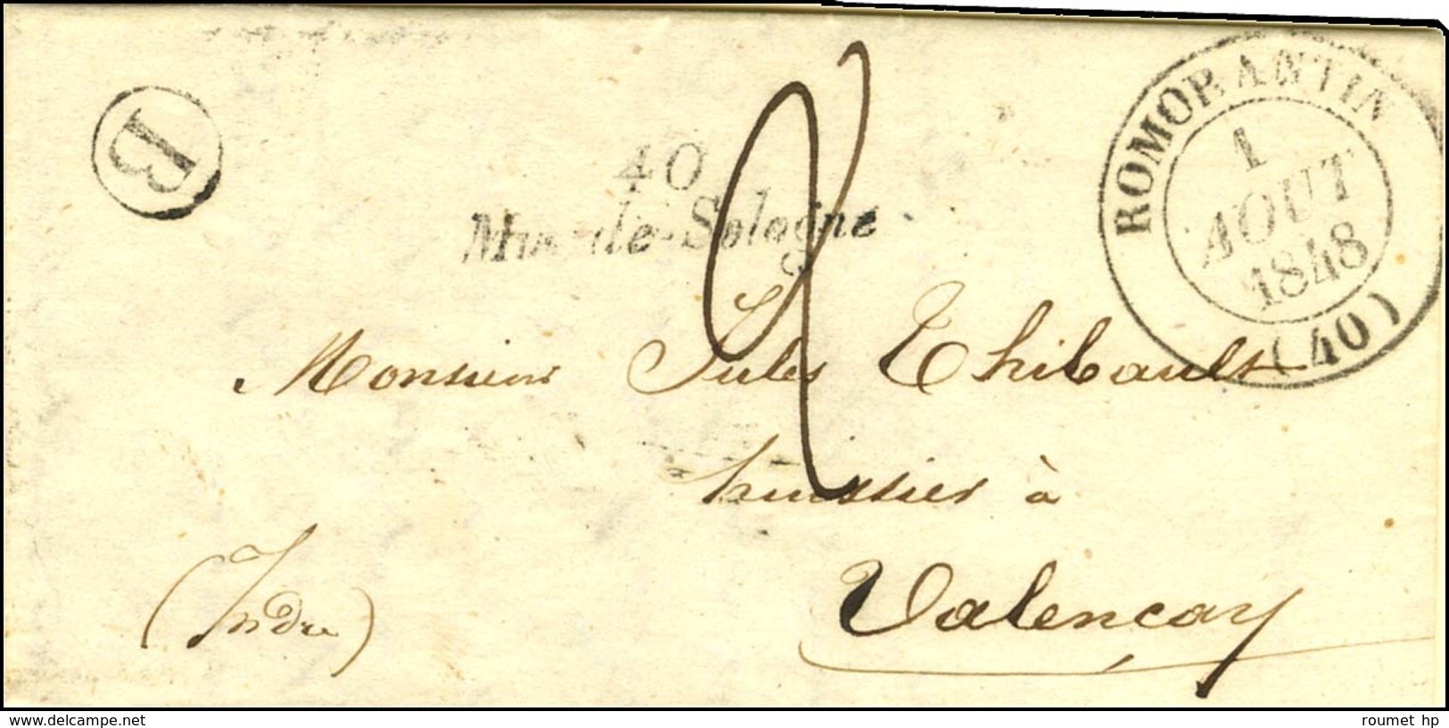 Cursive 40 / Mur-de-Sologne + B. Rur. B (Soings) Sur Lettre Pour Valencay. 1848. - TB / SUP. - 1801-1848: Precursors XIX