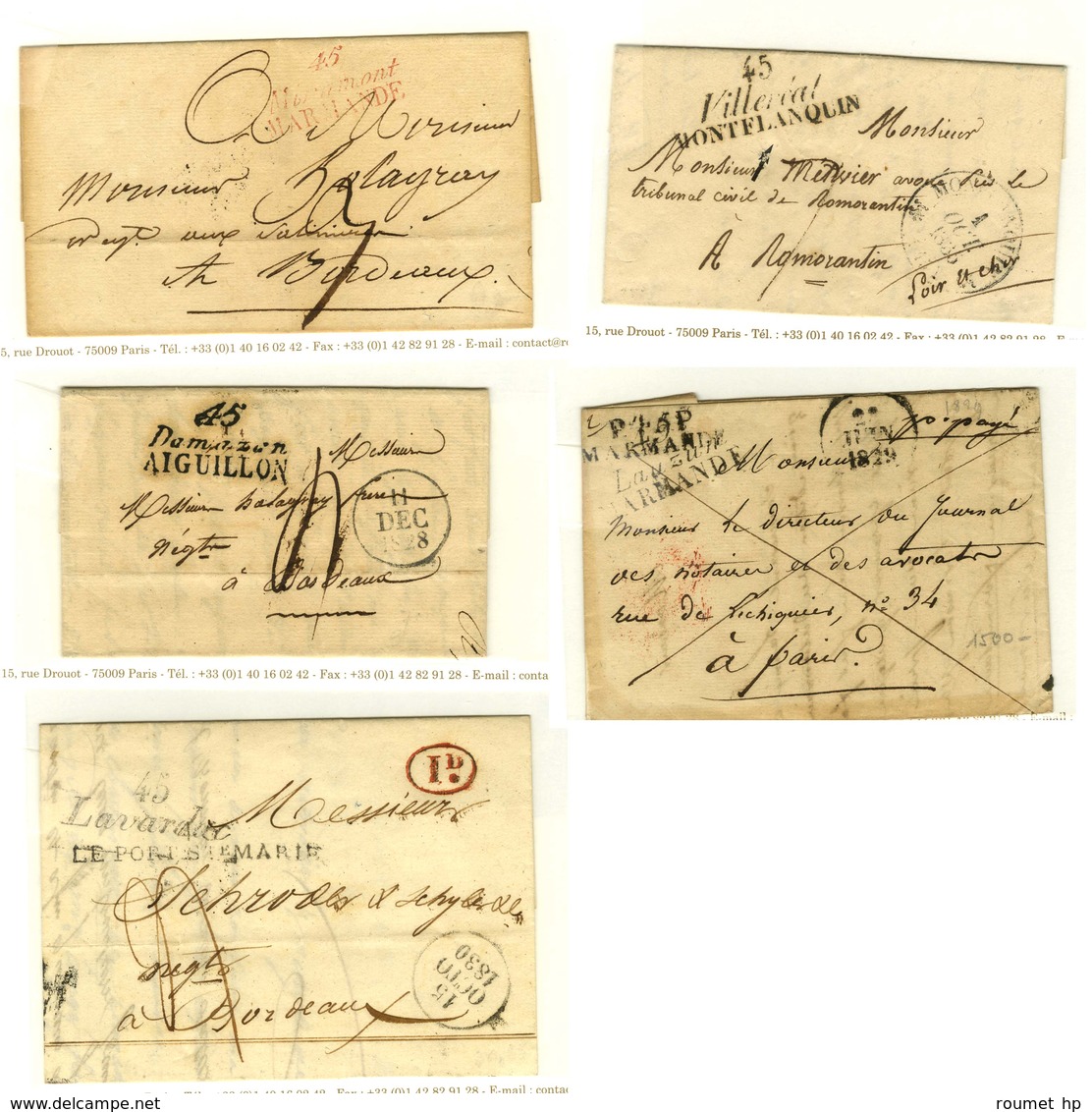 Lot De 5 Cursives Du Lot Et Garonne. - B / TB. - 1801-1848: Precursors XIX