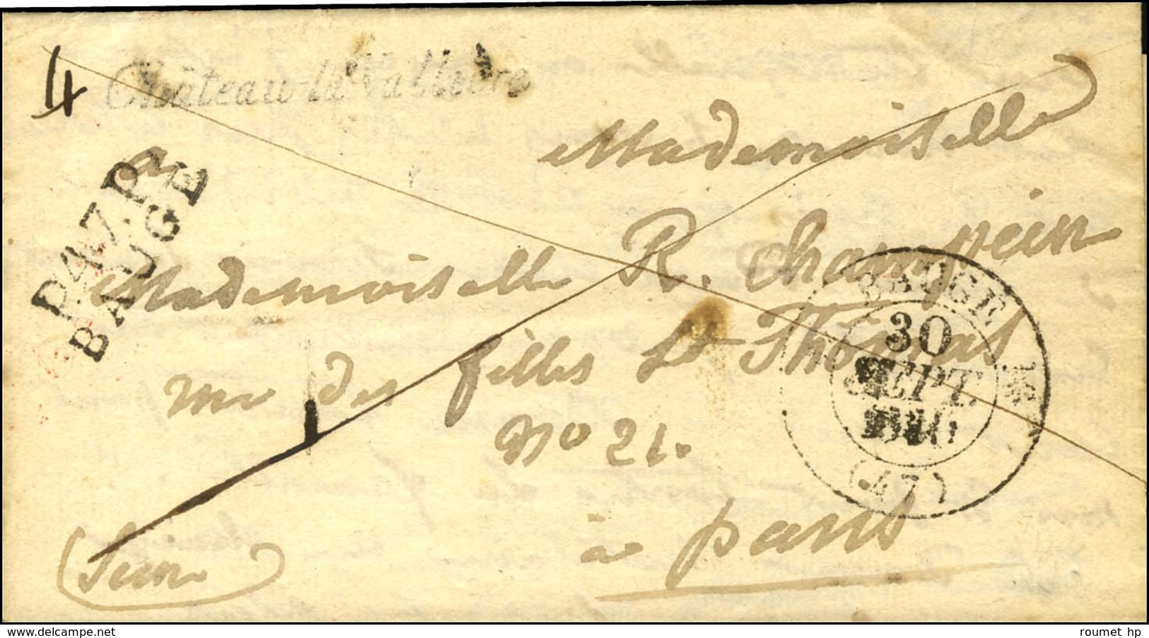 Cursive 47 / Château La Vallière + P.47.P. / BAUGE Et Càd T 12 BAUGE (47) Sur Lettre Pour Paris. 1830. - TB. - R. - 1801-1848: Precursors XIX