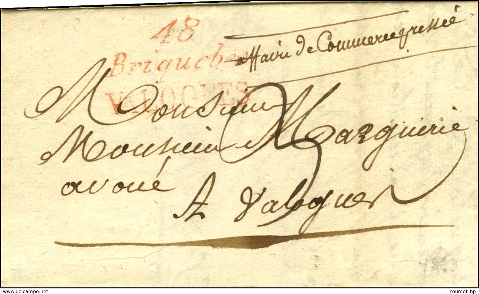 Cursive Rouge 48 / Briquebec / VALOGNES Sur Lettre Pour Valognes. 1823. - TB / SUP. - 1801-1848: Precursors XIX