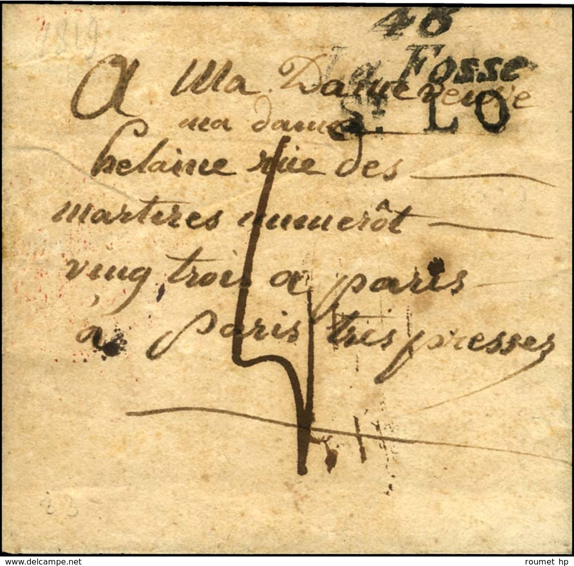 Cursive 48 / La Fosse / St LO Sur Lettre Pour Paris. 1819. - TB. - R. - 1801-1848: Precursors XIX
