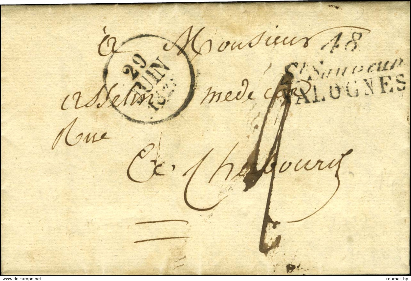 Cursive 48 / St Sauveur / VALOGNES Sur Lettre Pour Cherbourg, Dateur A. 1828. - TB / SUP. - 1801-1848: Precursors XIX