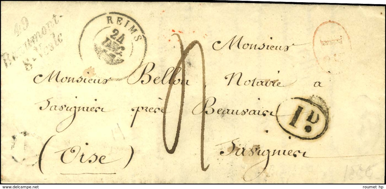 Cursive 49 / Beaumont / S-Vesle + B. Rur. L (Verzy) Sur Lettre Pour Savignies. 1846. - TB. - R. - 1801-1848: Precursors XIX