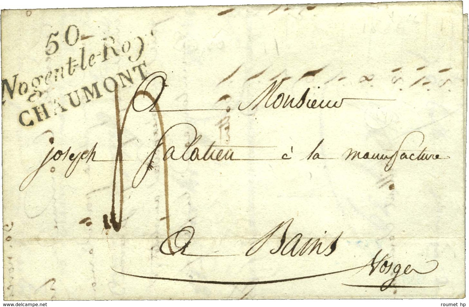 Cursive 50 / Nogent-le-Roy / CHAUMONT Sur Lettre Pour Bains (Vosges). 1826. - SUP. - 1801-1848: Precursors XIX