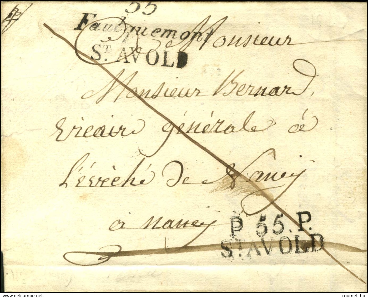 55 / Faulquemont / ST AVOLD + P. 55. P. / ST AVOLD Sur Lettre Avec Texte Daté 1822. - SUP. - R. - 1801-1848: Precursors XIX