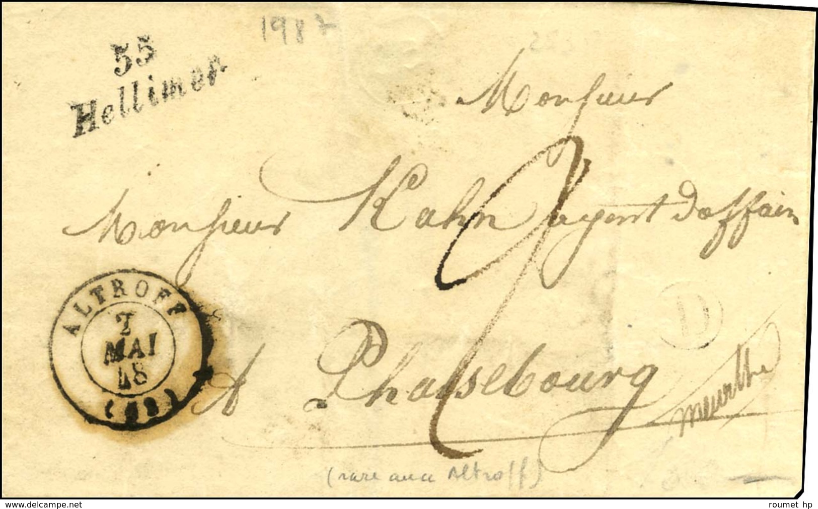 Cursive 55 / Hellimer + Càd T 15 ALTROFF (55) Sur Lettre Pour Phalsebourg. 1848. - TB / SUP. - R. - 1801-1848: Precursors XIX