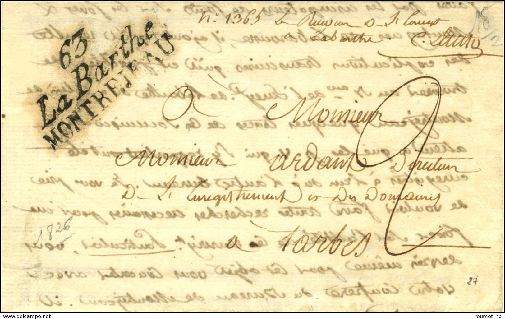 Cursive 63 / La Barthe / MONTREJEAU Sur Lettre Pour Tarbes Datée 1825. - SUP. - R. - 1801-1848: Precursors XIX