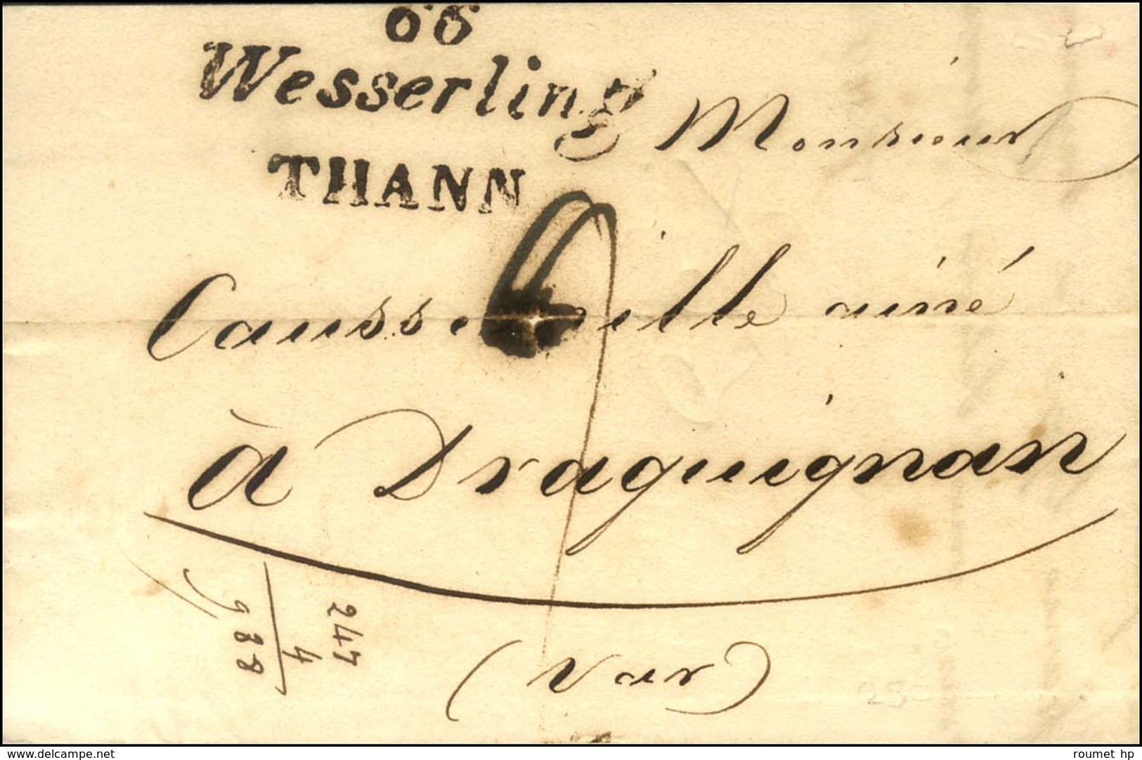 Cursive 66 / Wesserling / THANN Sur Lettre Pour Draguignan. 1824. - - TB / SUP. - R. - 1801-1848: Precursors XIX