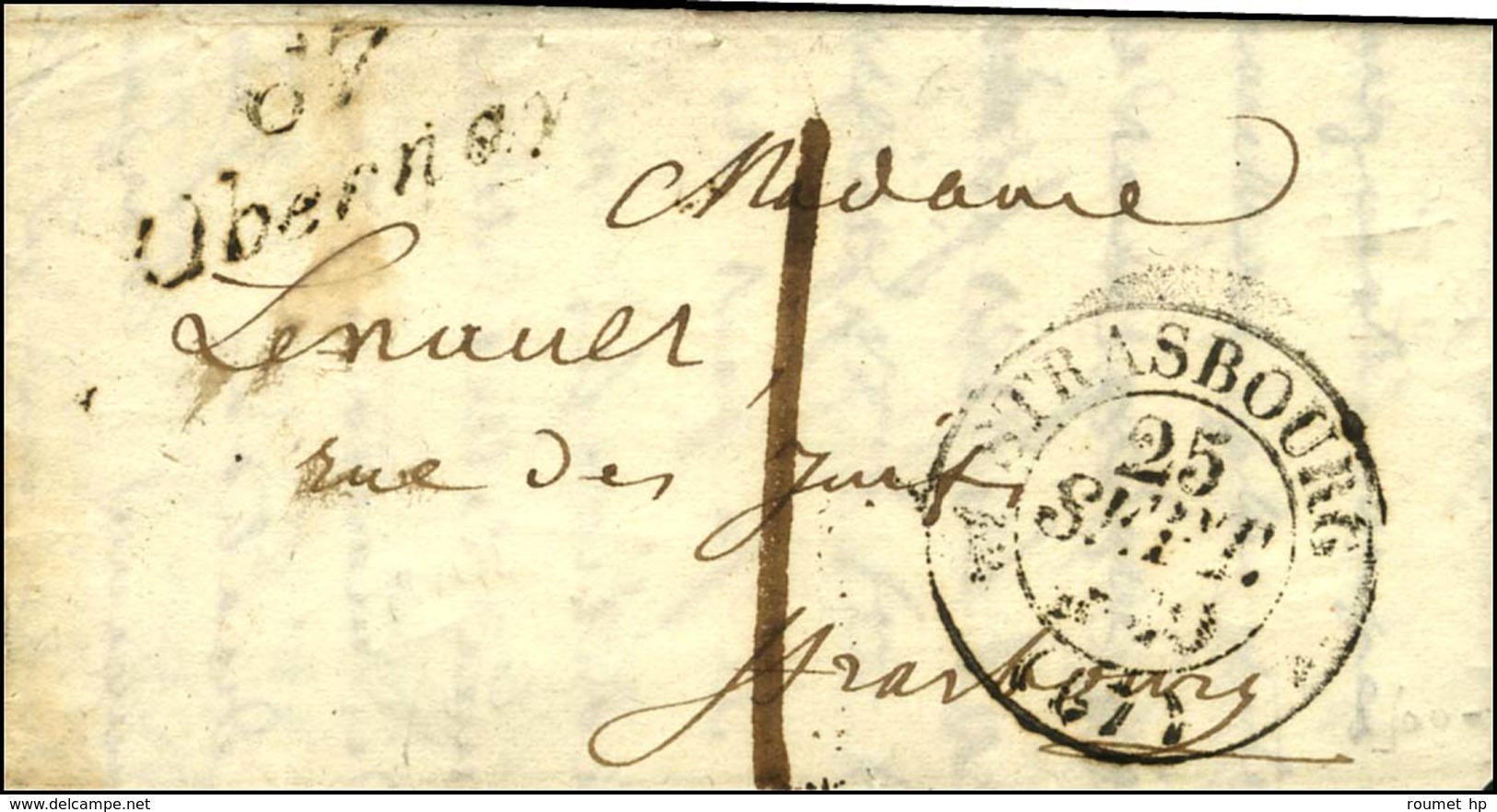 Cursive 67 / Obernai + Càd T 12 STRASBOURG (67). 1830. - TB. - RR. - 1801-1848: Precursors XIX