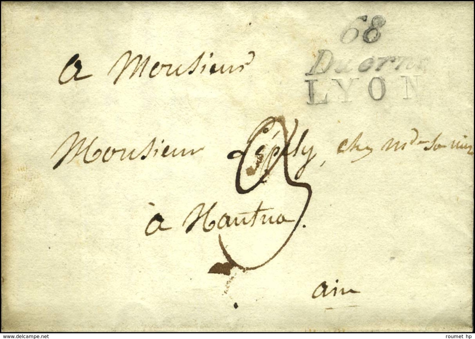 68 / Duerne / LYON Sur Lettre Avec Texte Daté 1821. - TB / SUP. - R. - 1801-1848: Precursors XIX