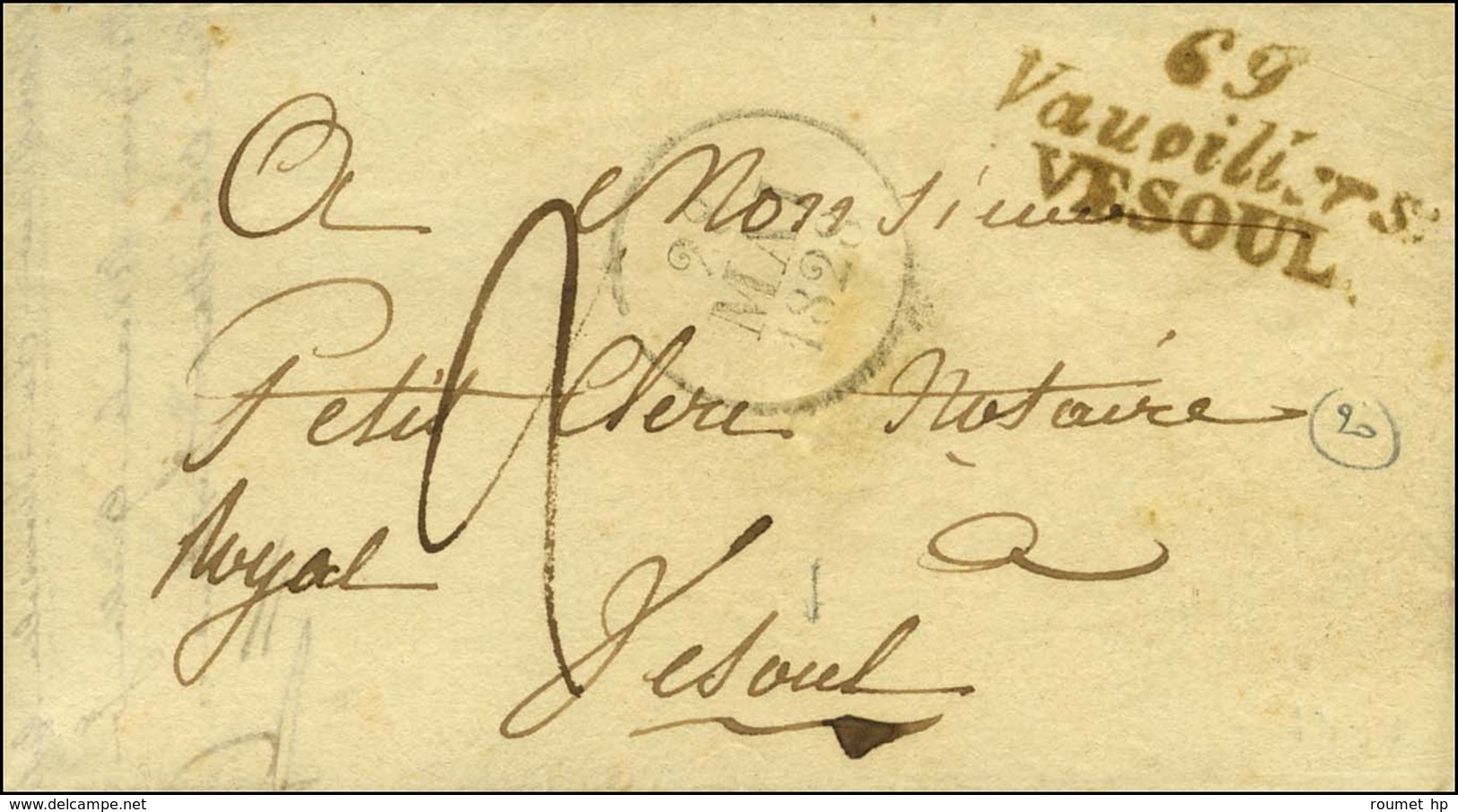 Cursive 69 / Vauvillers / VESOUL Sur Lettre Pour Vesoul, Dateur A. 1828. - TB / SUP. - R. - 1801-1848: Precursors XIX