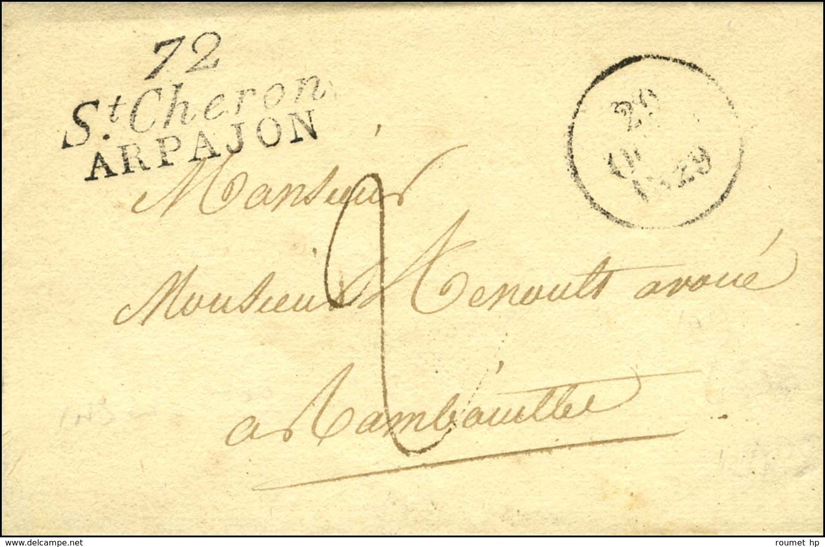 Cursive 72 / St Chéron / ARPAJON Sur Lettre Pour Rambouillet, Dateur A. 1829. - SUP. - R. - 1801-1848: Precursori XIX