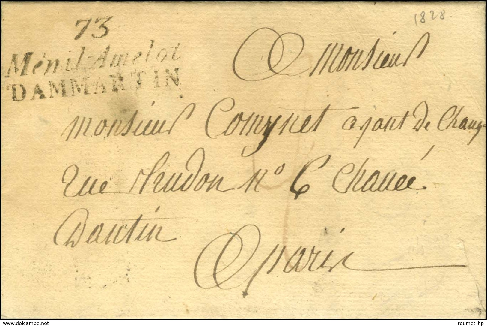 Cursive 73 / Ménil-Amelot / DAMMARTIN Sur Lettre Pour Paris. 1828. - TB / SUP. - R. - 1801-1848: Precursors XIX