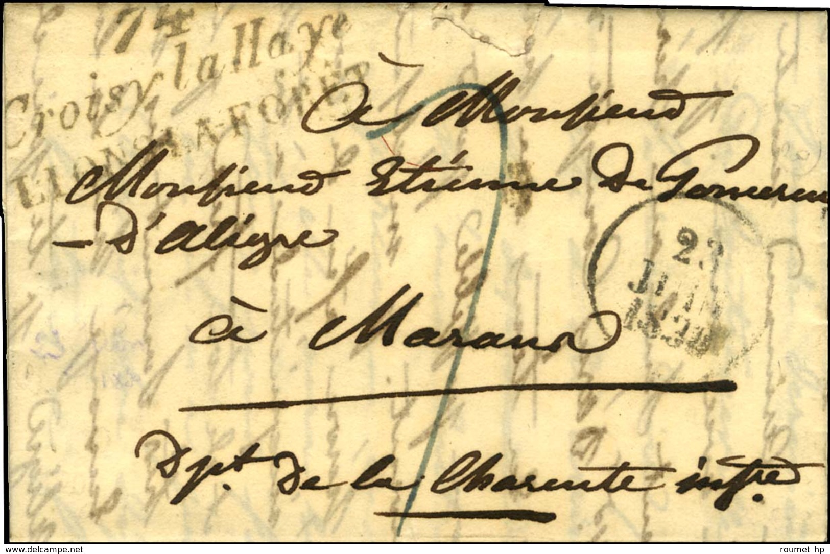 Cursive 74 / Croisy-la-Haye / LIONS-LA-FORÊT + Dateur A. 1830. - TB. - R. - 1801-1848: Precursors XIX