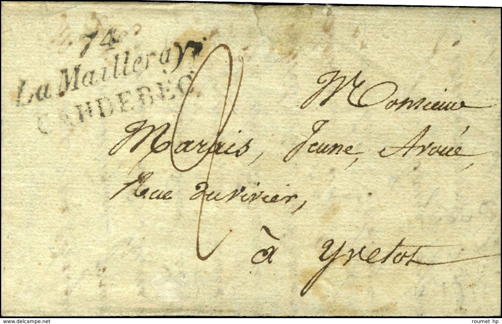 Cursive 74 / La Mailleraye / CAUDEBEC Sur Lettre Pour Yvetot. 1826. - TB. - 1801-1848: Precursors XIX