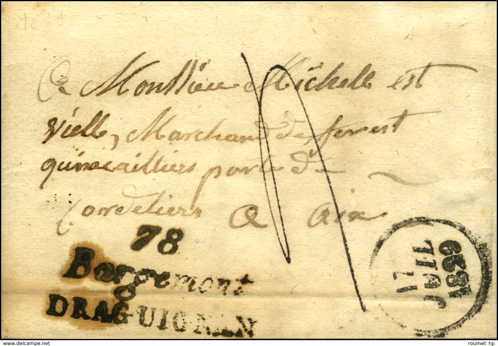 Cursive 78 / Bargemont / DRAGUIGNAN Sur Lettre Pour Aix, Dateur A. 1829. - TB. - R. - 1801-1848: Precursors XIX