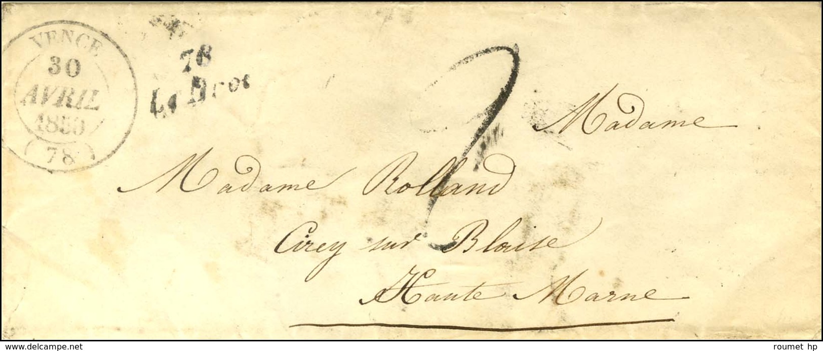 Cursive 78 / Le Broc + Càd T 14 VENCE (78). 1850. - TB / SUP. - R. - 1801-1848: Precursors XIX