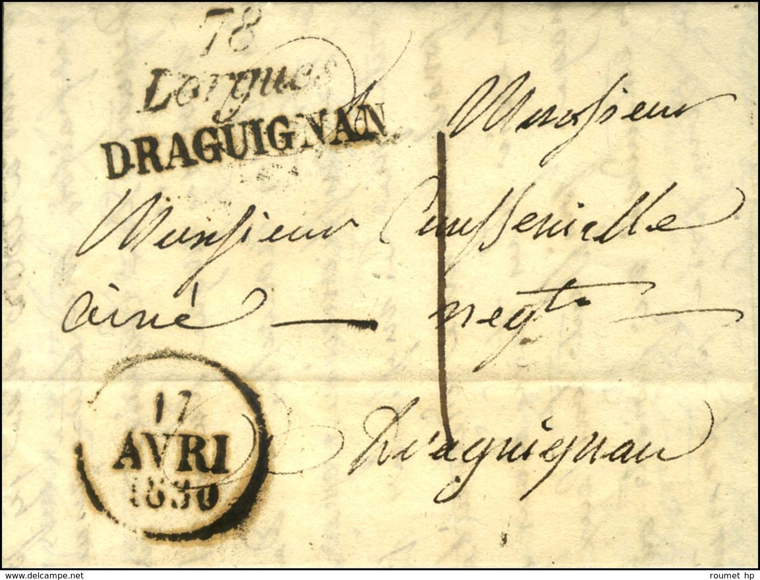 Cursive 78 / Lorgues / DRAGUIGNAN Sur Lettre Locale, Dateur A. 1830. - TB / SUP. - 1801-1848: Precursors XIX