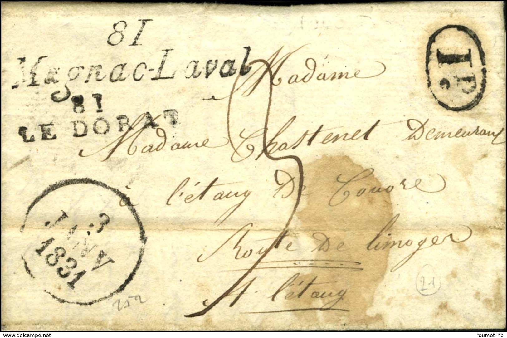 Cursive 81 / Magnac-Laval + 81 / LE DORAT, Dateur A. 1831. - TB / SUP. - R. - 1801-1848: Precursors XIX