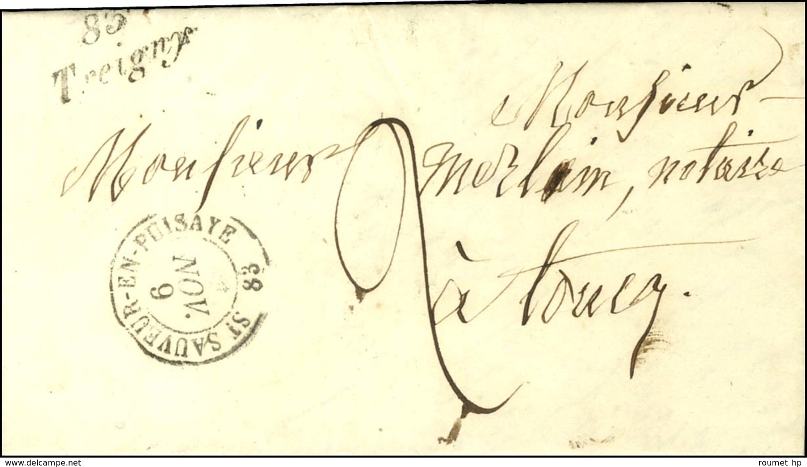 Cursive 83 / Treigny Sur Lettre Pour Toucy, Càd T 13 En Arrivée. 1848. - SUP. - 1801-1848: Precursors XIX