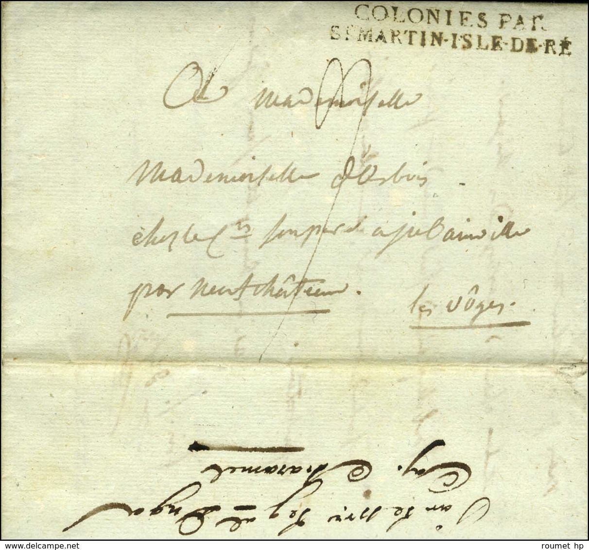 Lettre Avec Très Bon Texte Datée De Jérémie Le 9 Avril 1803 Pour Neufchâteau. Au Recto, MP D'entrée COLONIES PAR / ST MA - Bolli Militari (ante 1900)