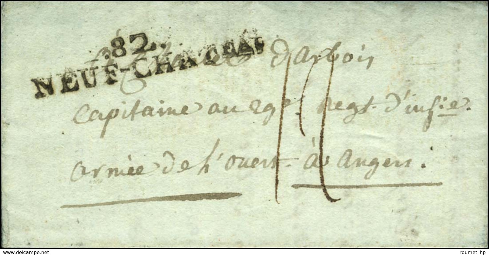 82 / NEUF-CHATeau (46 X 8) Sur Lettre Avec Texte Datée De Jubainville Le 9 Février 1794, Adressée à L'armée De L'Ouest à - Bolli Militari (ante 1900)