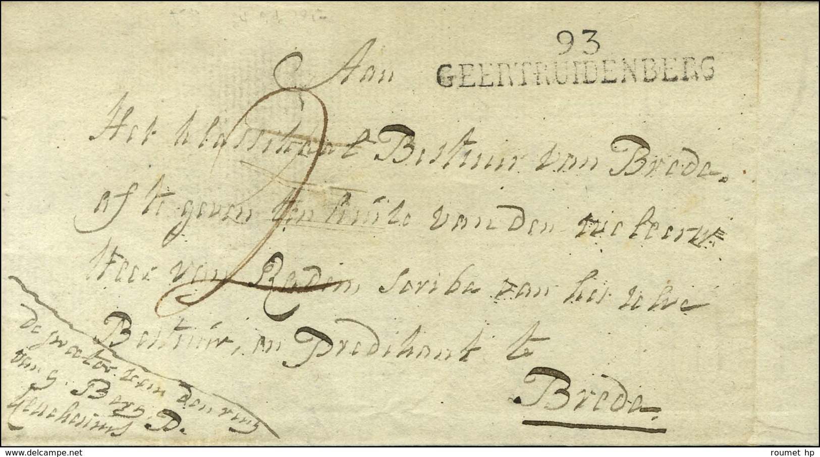 93 / GEERTRUIDENBERG Sur Lettre Avec Texte Daté 1817. - TB / SUP. - R. - 1792-1815: Dipartimenti Conquistati